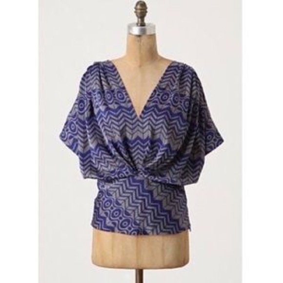 Anthropologie Tops - Anthropologie Fei geo feather kimono top blue grey